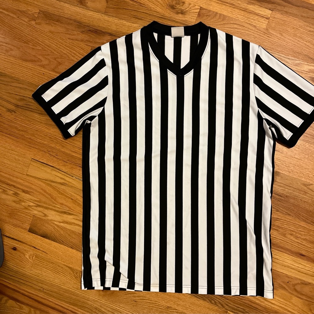 Men’s Dicks Sporting Goods Referee Jersey Shirt Striped Short Sleeve Sz XXL